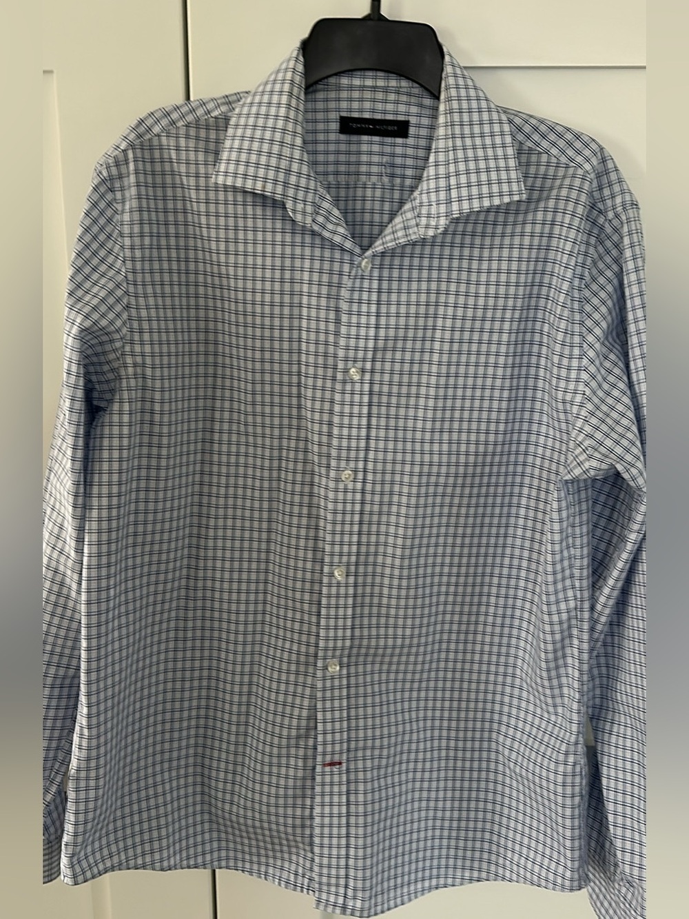 Tommy Hilfiger Blue and White Windowpane Dress Shirt